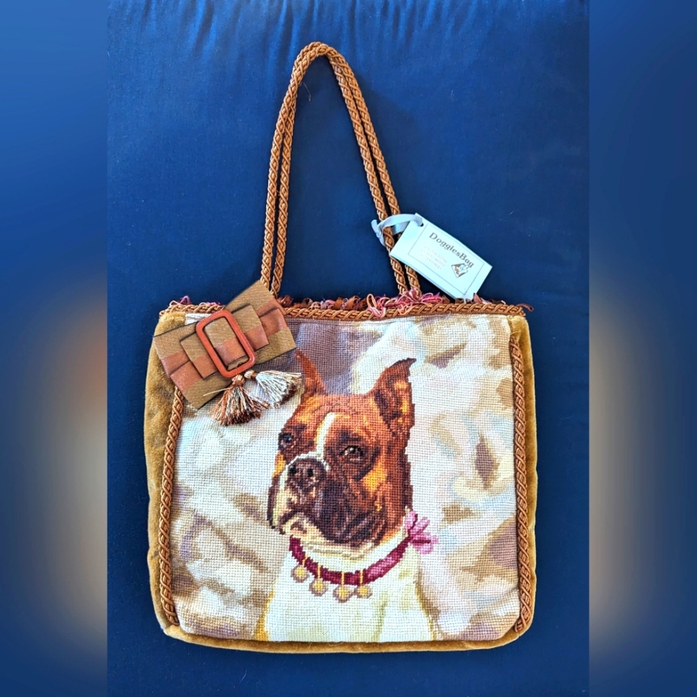 Large Needlepoint Boxer Tote.